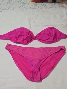 Xhilaration Hot Pink Bandeau Bikini Set